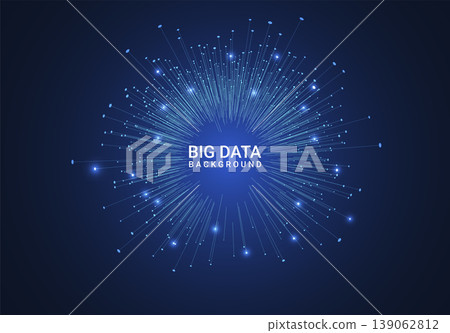 Abstract big data technology background with glowing radiating lines. Vector illustration 139062812