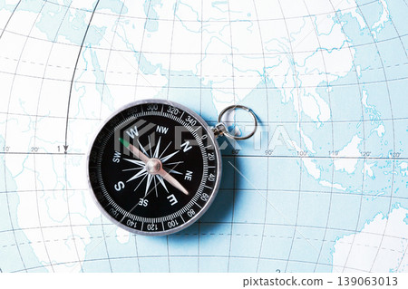 Compass On Map Compass On Map 139063013