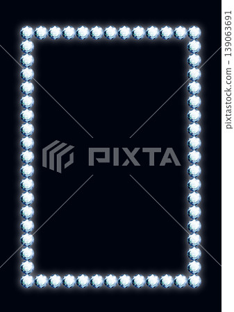 A frame with glowing gemstones or rhinestones, against a black background. A frame with glowing gemstones or rhinestones, against a black background. 139063691