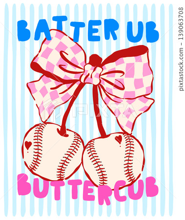 Coquette Baseball Cherries with Pink Checkered Bow Whimsical Sketchy Hand Drawn Shirt Design and Wall Art Printable Coquette Baseball Cherries with Pink Checkered Bow Whimsical Sketchy Hand Drawn Shirt Design and Wall Art Printable 139063708
