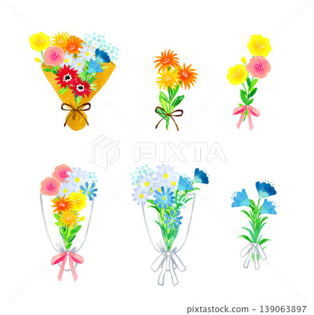 時尚花束套裝 - 手繪水彩植物插圖 時尚花束套裝 - 手繪水彩植物插圖 139063897