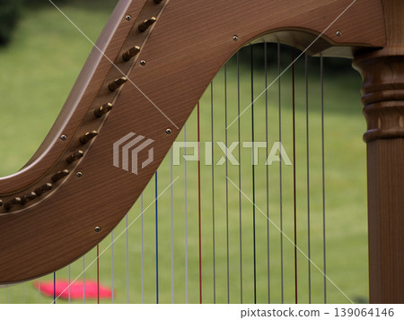 Harp instrument detail close up Harp instrument detail close up 139064146