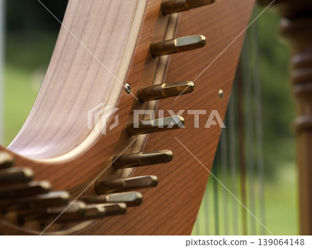 Harp instrument detail close up Harp instrument detail close up 139064148