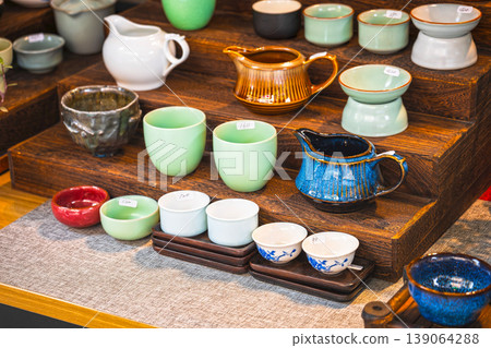 Showcase of a tea house in Yongkang Street, Taipei Showcase of a tea house in Yongkang Street, Taipei 139064288