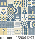 Abstract Geometric minimalist scandinavian shapes pattern background, for wallpaper, banner, background, textile, fabric 139064293