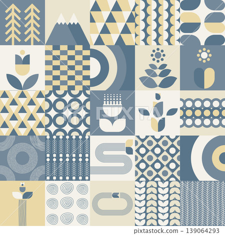 Abstract Geometric minimalist scandinavian shapes pattern background, for wallpaper, banner, background, textile, fabric 139064293