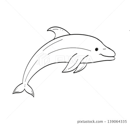 Jumping dolphin minimalist line drawing for marine conservation project on a transparent background 139064335