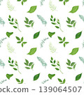 A pattern of green branches 1, done in watercolor. Suitable for textiles, paper, and all types of packaging. 139064507