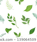 A pattern of green branches, done in watercolor. Suitable for textiles, paper, and all types of packaging. 139064509