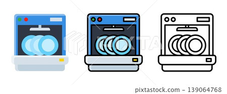 Dishwasher Appliance Icon Kitchen Cleaning Machine Vector Dishwasher Appliance Icon Kitchen Cleaning Machine Vector 139064768