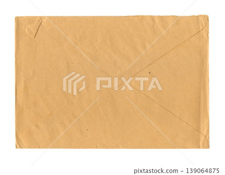 Aged envelope with fold isolated on white Aged envelope with fold isolated on white 139064875
