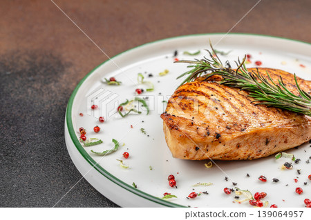 chicken breast grilled fillet meat plate copy space food chicken breast grilled fillet meat plate copy space food 139064957