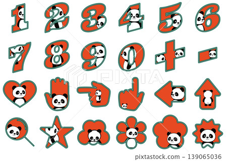 A cute panda peeks out from among the numbers in this unique and playful font-style illustration. A cute panda peeks out from among the numbers in this unique and playful font-style illustration. 139065036
