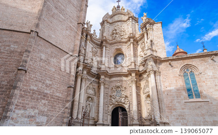 Valencia Cathedral Baroque Facade in Spain 139065077