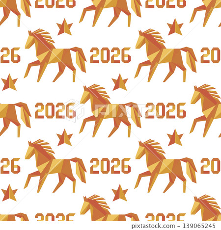 Horse pattern with stars and 2026 text on white background, relevant for New Year designs Horse pattern with stars and 2026 text on white background, relevant for New Year designs 139065245