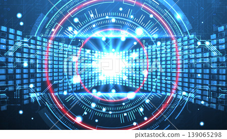 Abstract background. Scientific and technological concept with the use of technical elements formed in the shape of a circle. Vector 139065298