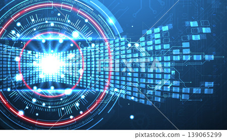 Abstract background. Scientific and technological concept with the use of technical elements formed in the shape of a circle. Vector 139065299