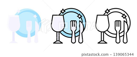 Kitchen Dishes Cutlery Plate Food Icon Vector 139065344