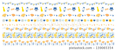 Father's Day floral decorative borders, frames, and ribbons - also suitable for summer gifts - featuring roses, sunflowers, etc. Father's Day floral decorative borders, frames, and ribbons - also suitable for summer gifts - featuring roses, sunflowers, etc. 139065354