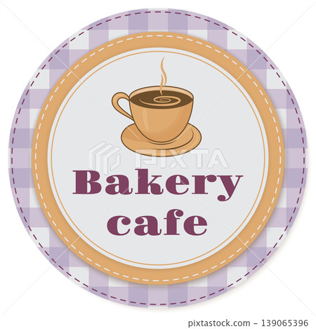 bakery cafe circle label with cup of coffee 139065396