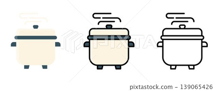 Cooking pot kitchen cookware boiling food utensil icon Cooking pot kitchen cookware boiling food utensil icon 139065426
