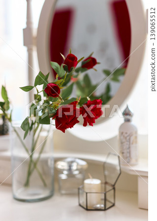 Romantic Details of White Vintage Dressing Table 139065512