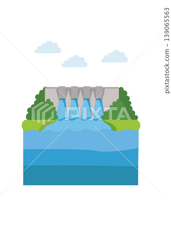 Hydroelectric Power Plant Dam with Water Flowing from the Spillway Hydroelectric Power Plant Dam with Water Flowing from the Spillway 139065563