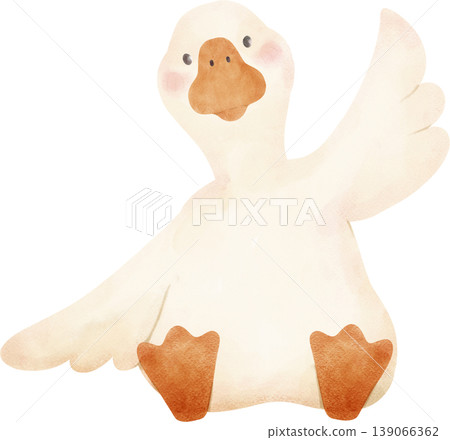 Goose Soft Watercolor Clipart Cute Goose Poses Hand drawing Illustration Goose Soft Watercolor Clipart Cute Goose Poses Hand drawing Illustration 139066362