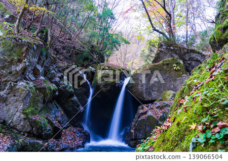Late autumn scenery of Onzui Valley, Myojin Falls 4, Shiso City, Hyogo Prefecture Late autumn scenery of Onzui Valley, Myojin Falls 4, Shiso City, Hyogo Prefecture 139066504