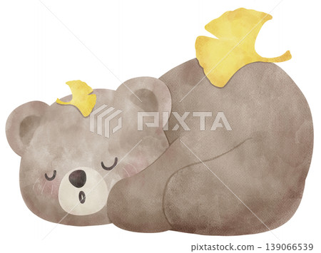 Spring Bear Coquette Joyful Spring Garden Nature cute hand drawing cartoon watercolor illustration 139066539