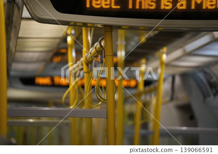Handrails in london underground metro tube train detail 139066591