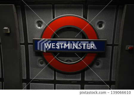 Westminster station sign london underground metro tube train detail Westminster station sign london underground metro tube train detail 139066610