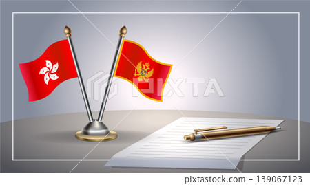 Small national flag of Hong Kong and Montenegro flag Relation, Template Vector Illustration Small national flag of Hong Kong and Montenegro flag Relation, Template Vector Illustration 139067123