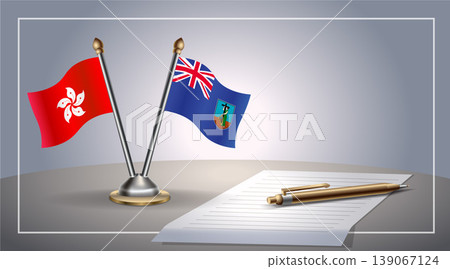 Small national flag of Hong Kong and Montserrat flag Relation, Template Vector Illustration 139067124