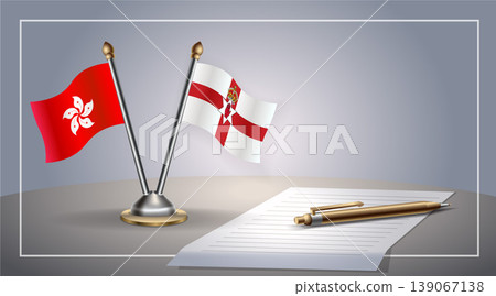 Small national flag of Hong Kong and Northern Ireland flag Relation, Template Vector Illustration 139067138