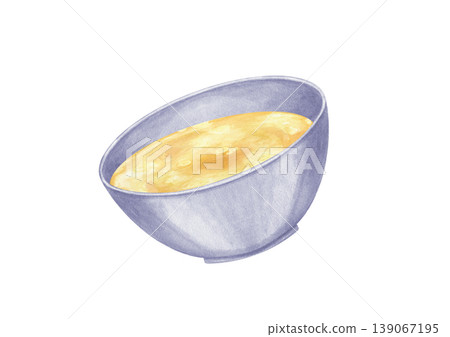 Ceramic dish filled with hot liquid food watercolor illustration on isolated background. Bowl with soup. Homemade meal, healthy nutrition and culinary concept for restaurant menu design Ceramic dish filled with hot liquid food watercolor illustration on isolated background. Bowl with soup. Homemade meal, healthy nutrition and culinary concept for restaurant menu design 139067195