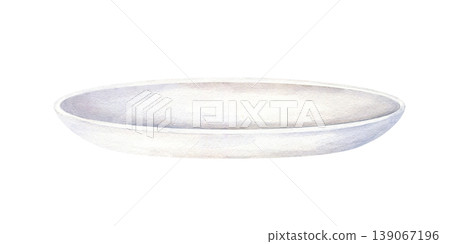 Empty white ceramic plate watercolor illustration on isolated background. Round porcelain dish. Minimalist kitchenware for food presentation and restaurant menu design, tableware catalog Empty white ceramic plate watercolor illustration on isolated background. Round porcelain dish. Minimalist kitchenware for food presentation and restaurant menu design, tableware catalog 139067196