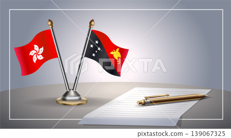 Small national flag of Hong Kong and Papua New Guinea flag Relation, Template Vector Illustration Small national flag of Hong Kong and Papua New Guinea flag Relation, Template Vector Illustration 139067325