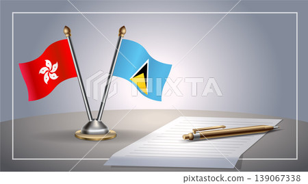 Small national flag of Hong Kong and ST. Lucia flag Relation, Template Vector Illustration 139067338