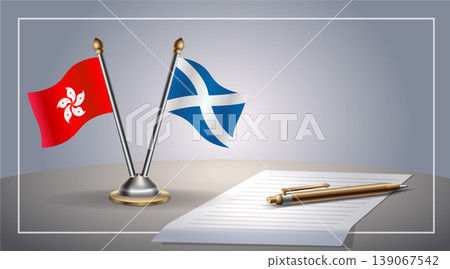Small national flag of Hong Kong and Scotland flag Relation, Template Vector Illustration 139067542