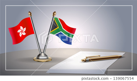 Small national flag of Hong Kong and South Africa flag Relation, Template Vector Illustration Small national flag of Hong Kong and South Africa flag Relation, Template Vector Illustration 139067554