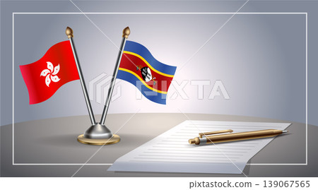 Small national flag of Hong Kong and Swaziland flag Relation, Template Vector Illustration Small national flag of Hong Kong and Swaziland flag Relation, Template Vector Illustration 139067565