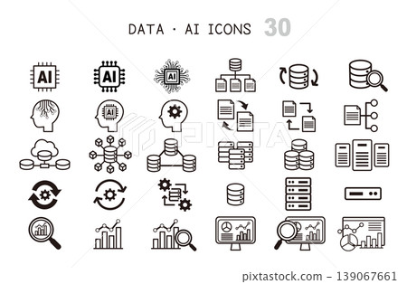Data Analysis/AI Line Icon Set 139067661