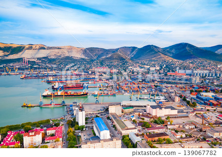 Novorossiysk city aerial panoramic view 139067782