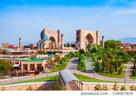 Bibi Khanym Mosque aerial panoramic view, Samarkand 139067929