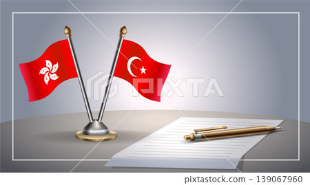 Small national flag of Hong Kong and Turkey flag Relation, Template Vector Illustration Small national flag of Hong Kong and Turkey flag Relation, Template Vector Illustration 139067960