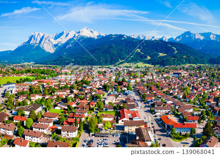 Garmisch-partenkirchen town aerial panoramic view, Germany Garmisch-partenkirchen town aerial panoramic view, Germany 139068041