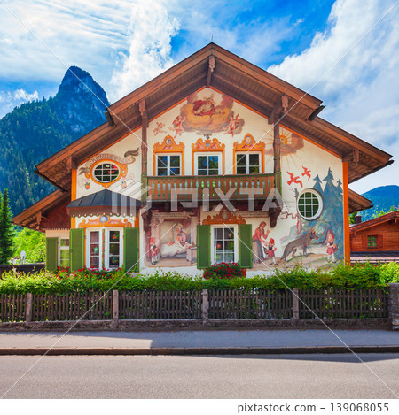 Rotkappchenhaus with luftlmalerei painting in Oberammergau Rotkappchenhaus with luftlmalerei painting in Oberammergau 139068055