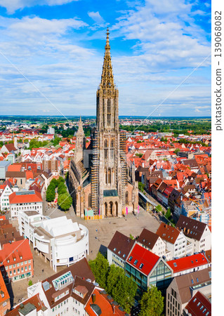 Ulm Minster Church aerial panoramic view, Germany 139068082