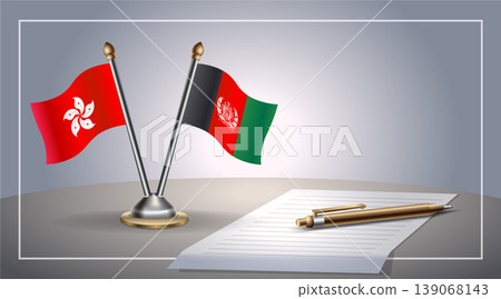 Small national flag of Hong Kong and Afghanistan flag Relation, Template Vector Illustration 139068143